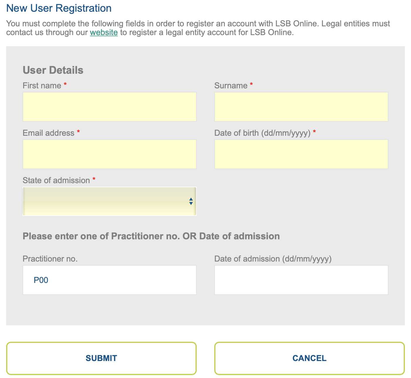 New registration