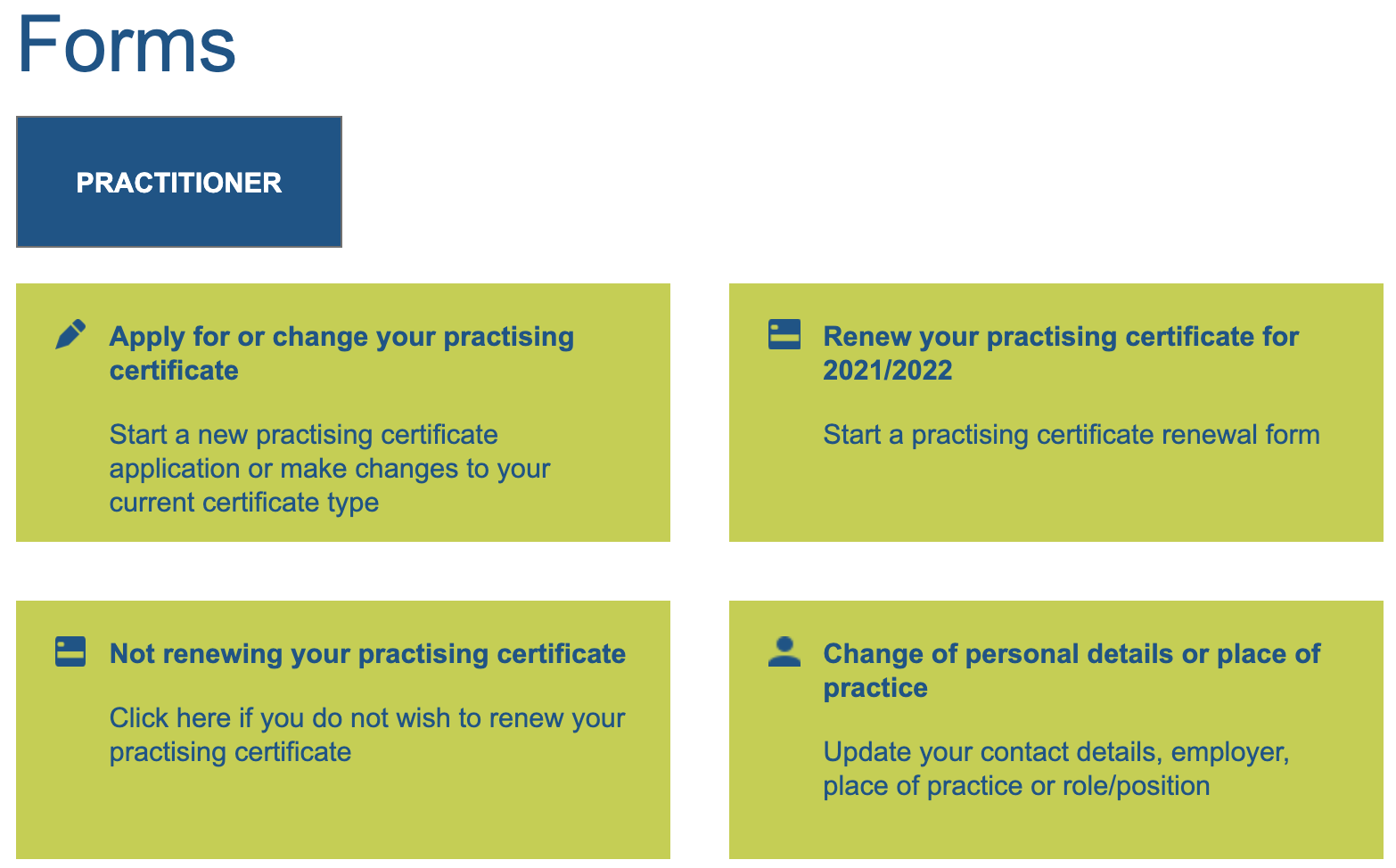 On the Forms screen