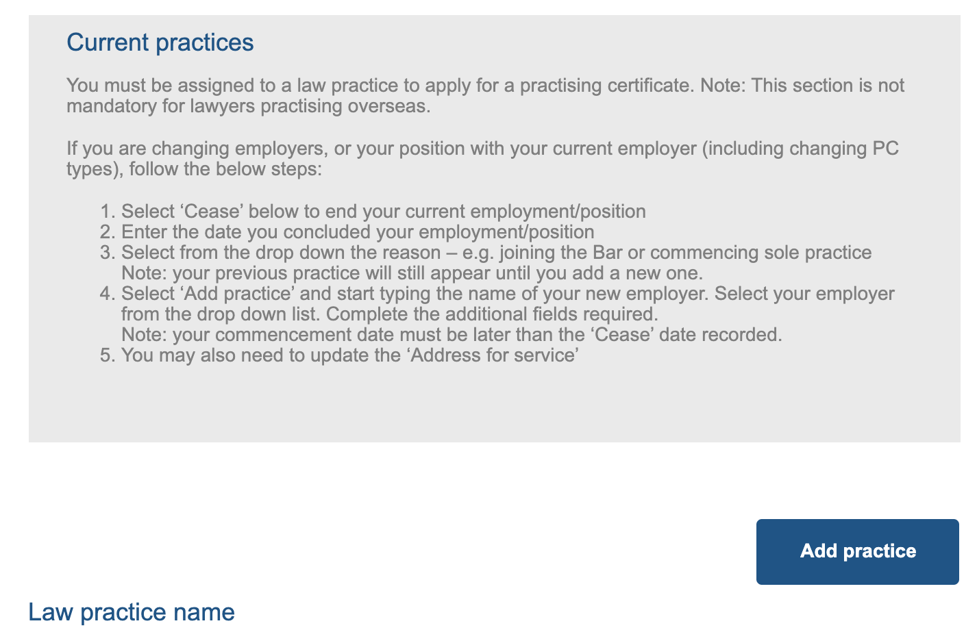 Add practice CTA