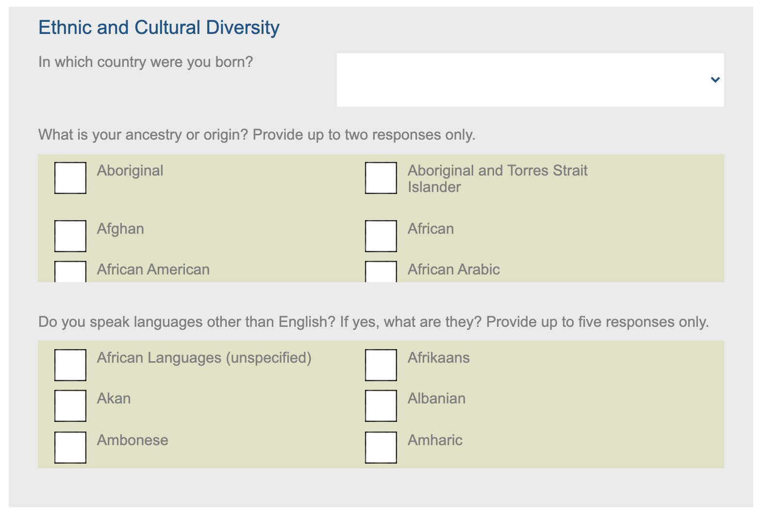 Ethnic and cultural diversity