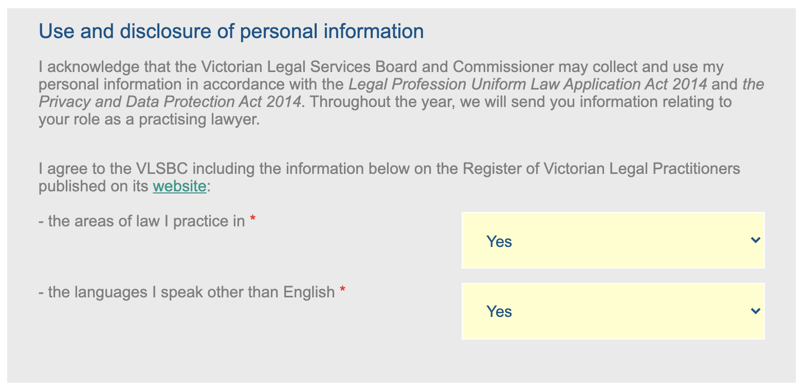 Use and disclosure of personal information