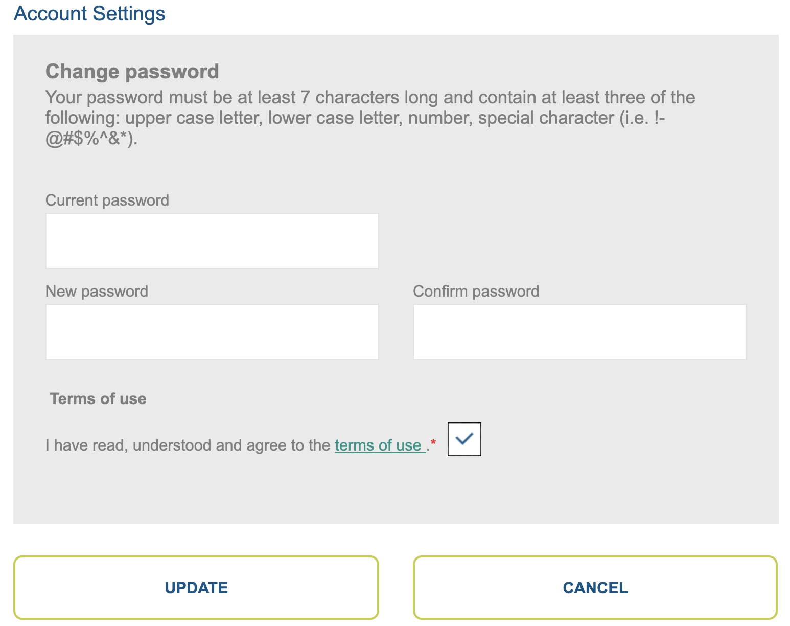 changing password