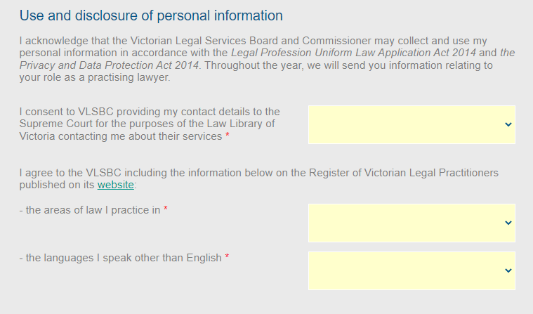 Use and disclosure of personal information