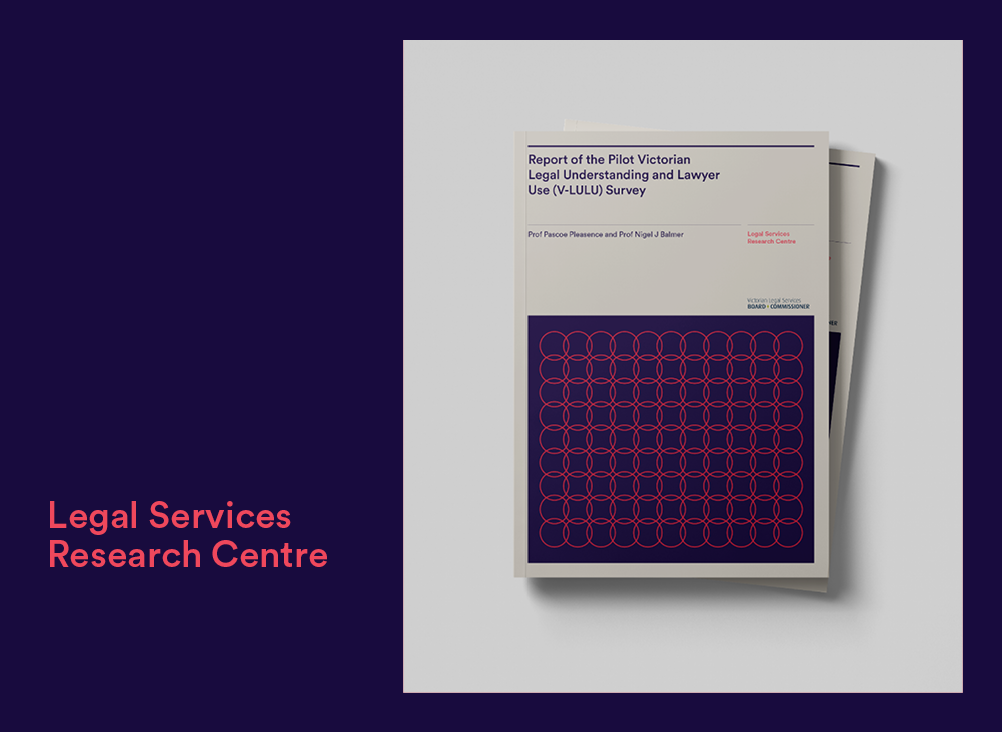 Front cover of LULU report: Report of the Pilot Victorian Legal Understanding and Lawyer Use (V-Lulu) Survey