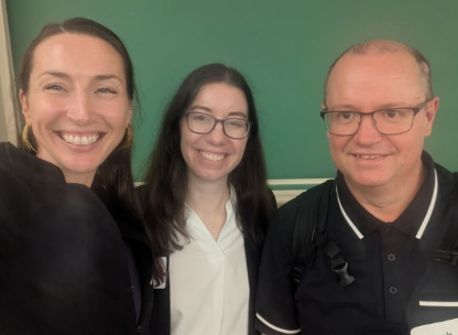 Emily Macloud (Portable), Dr Georgie Rychner (Legal Services Research Centre) smiling at the camera and Dr Hugh McDonald (Victoria Law Foundation)