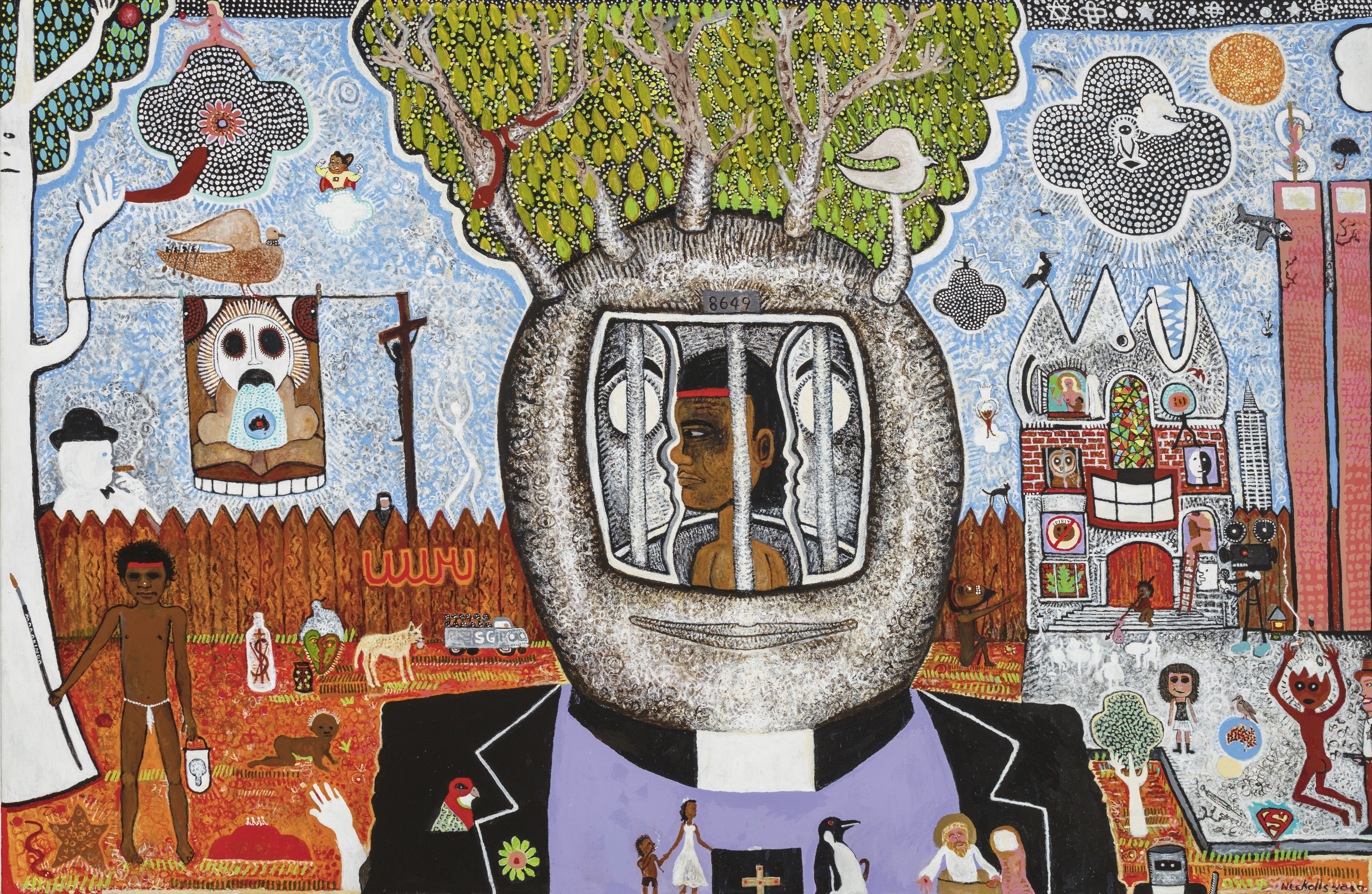 Painting called Brush with the Lore by Trevor Nickolls